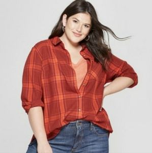 Ava & Viv 1x Orange Flannel with purple accent